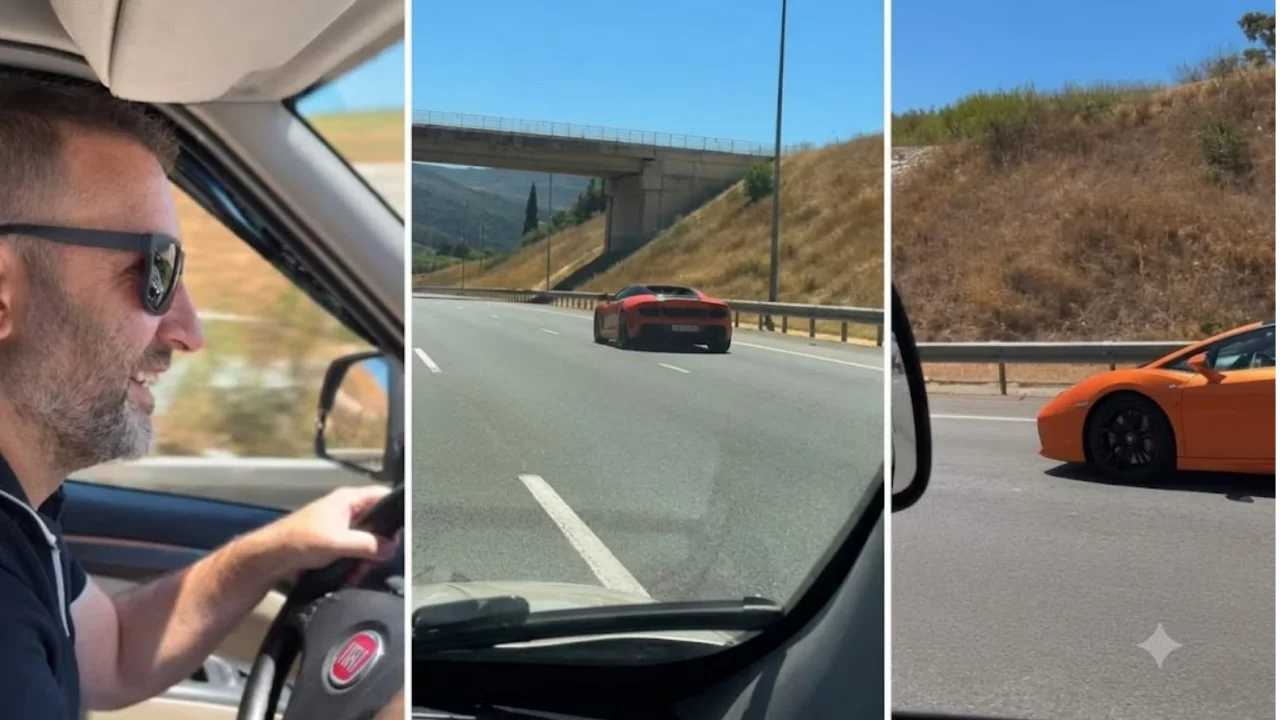 Doblo ile Lamborghini'yi solladı! Tepkisine bakın...