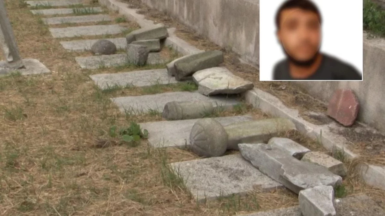 Tarihi mezarlığa yaptığı saygısızlık yanına kar kalmadı!