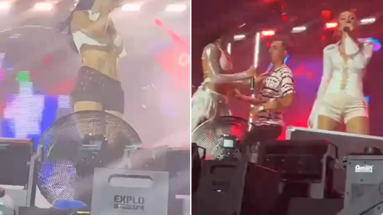 Manifest konserinde şaşkınlık yaratan anlar! G&uuml;venliği aşan kişi sahneye &ccedil;ıktı