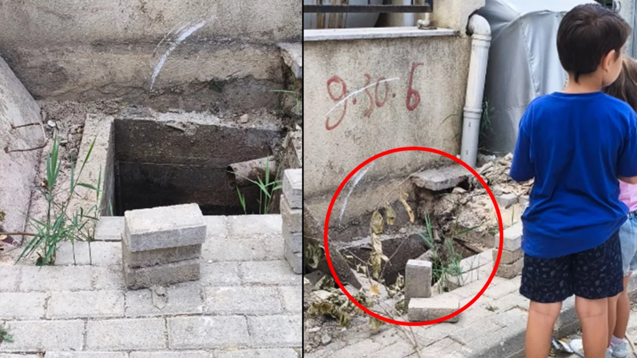 Bursa'da a&ccedil;ık bırakılan altyapı &ccedil;ukuru tehlike sa&ccedil;ıyor!