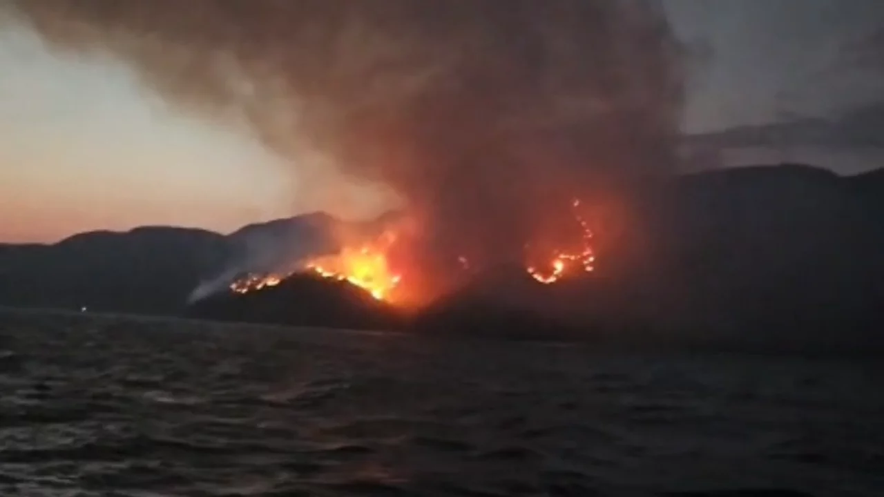 Marmaris'te orman yangını! Karadan ulaşım sağlanamıyor...