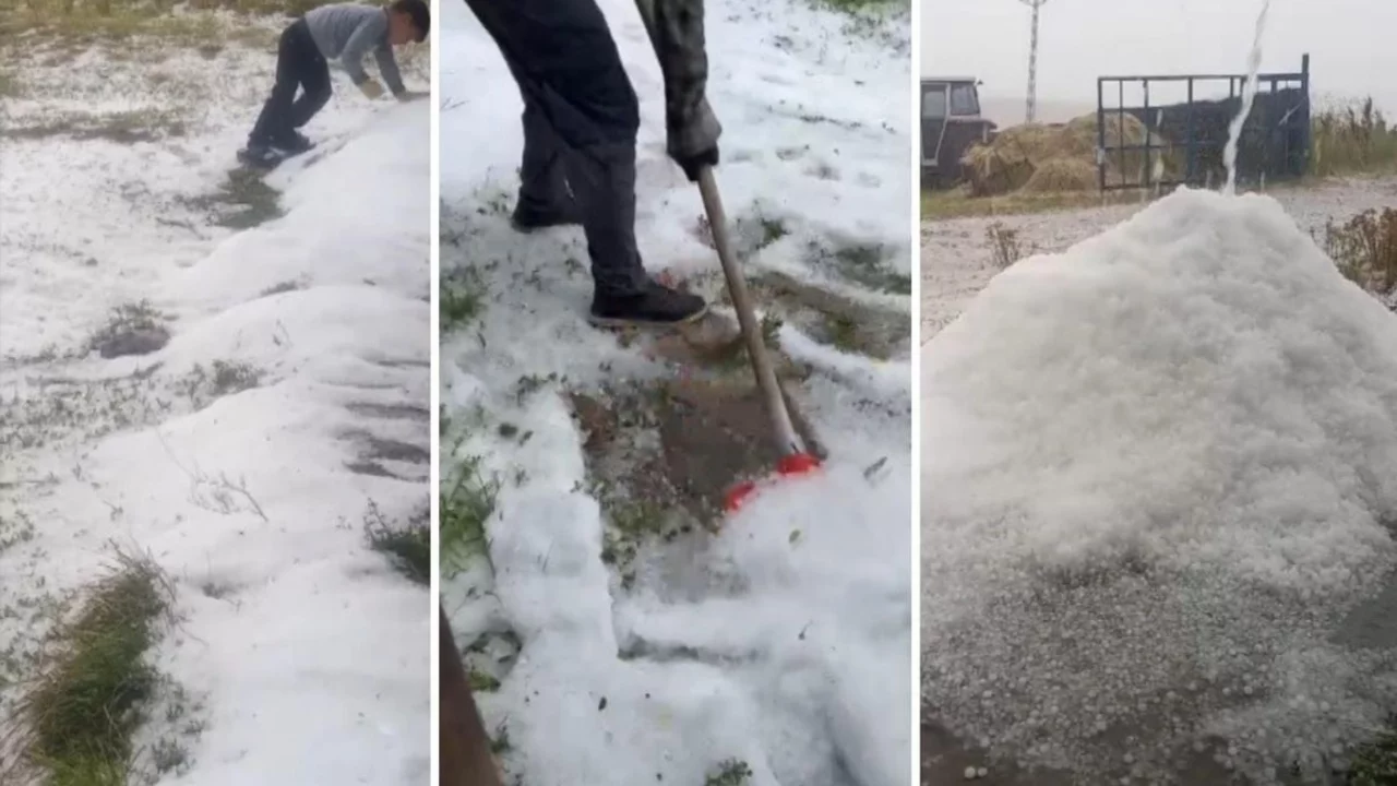 Ağustos ayında ilginç manzara: Kent bir anda beyaza büründü
