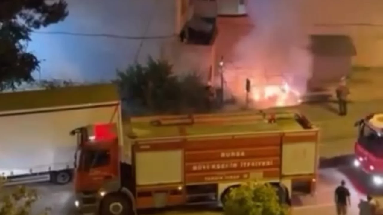 Bursa'da park halindeki otomobil alevlere teslim oldu