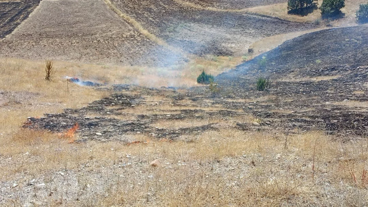 Anız yangınında yaklaşık 25 dönüm arazi küle döndü