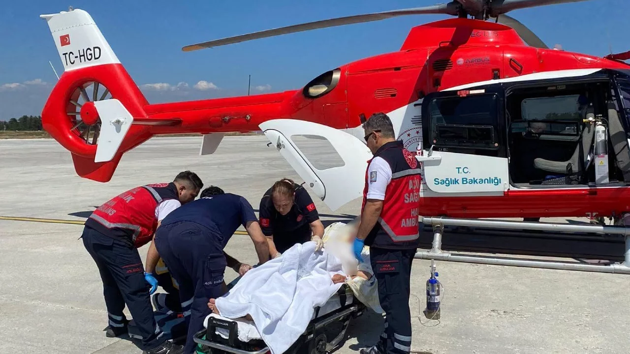 Helikopter ambulans 72 yaşındaki hasta için havalandı