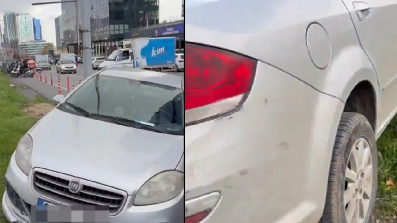 Otopark parasını g&ouml;r&uuml;nce direksiyonu kırdı! Aracını bakın nasıl bıraktı