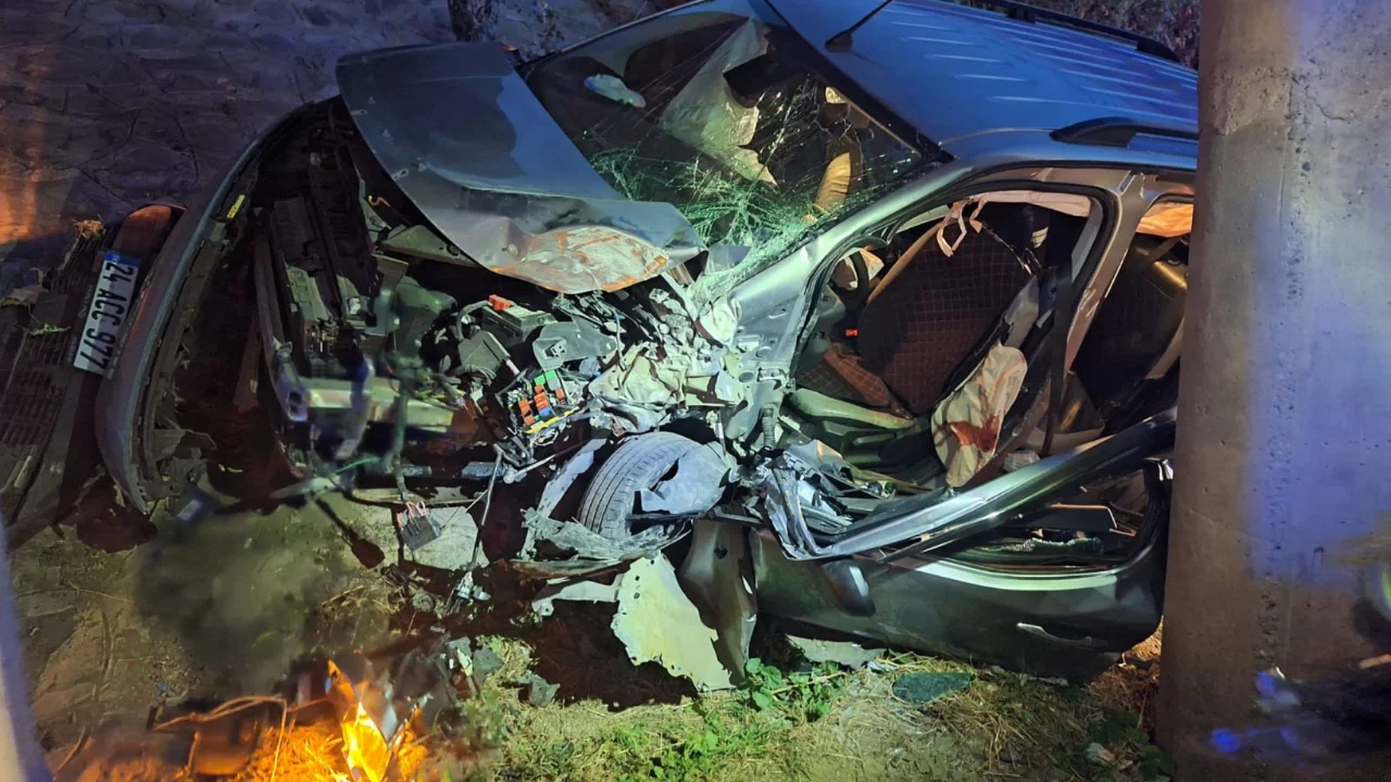 Hafif ticari ara&ccedil; yol kenarına savruldu; 1 &ouml;l&uuml;, 3 yaralı