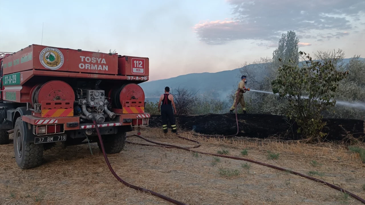 Tosya'da anız yangını paniği: 400 dekar tarım arazisi k&uuml;le d&ouml;nd&uuml;