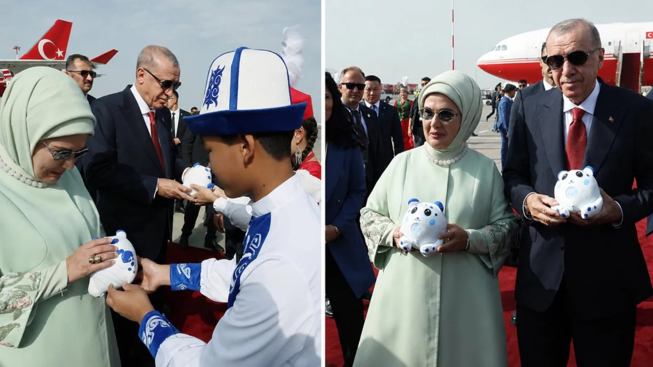 Erdoğan çiftine Kırgızistan'da asalet ve gücün sembolü hediye edildi