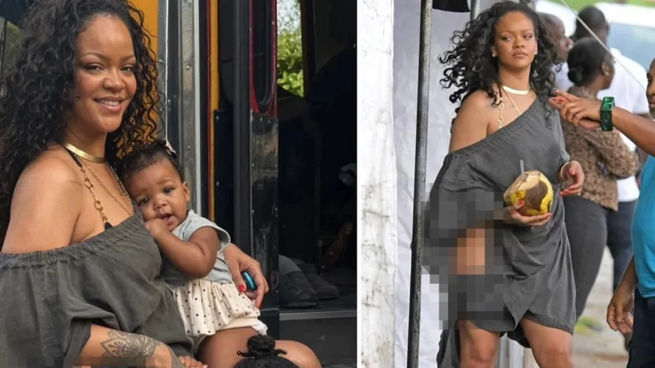 Rihanna'dan Barbados'ta dikkat &ccedil;eken stil! Gri elbisesindeki detaylar g&ouml;zleri &uuml;zerine &ccedil;ekti