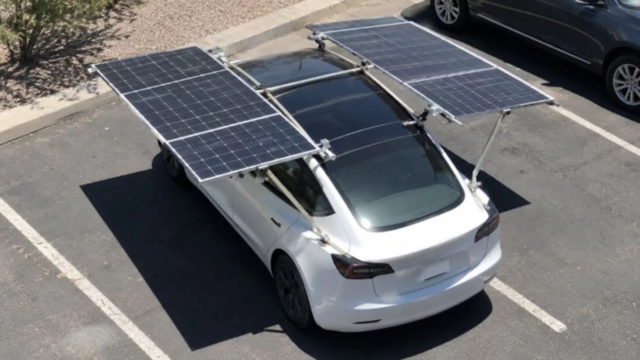 Tesla'sını g&uuml;neşe bağladı: G&uuml;nde ekstra 32 kilometre kazanıyor
