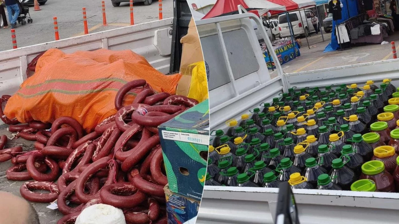 Fuar alanında skandal! Y&uuml;zlerce kilo bozuk sucuk ve peynir ele ge&ccedil;irildi