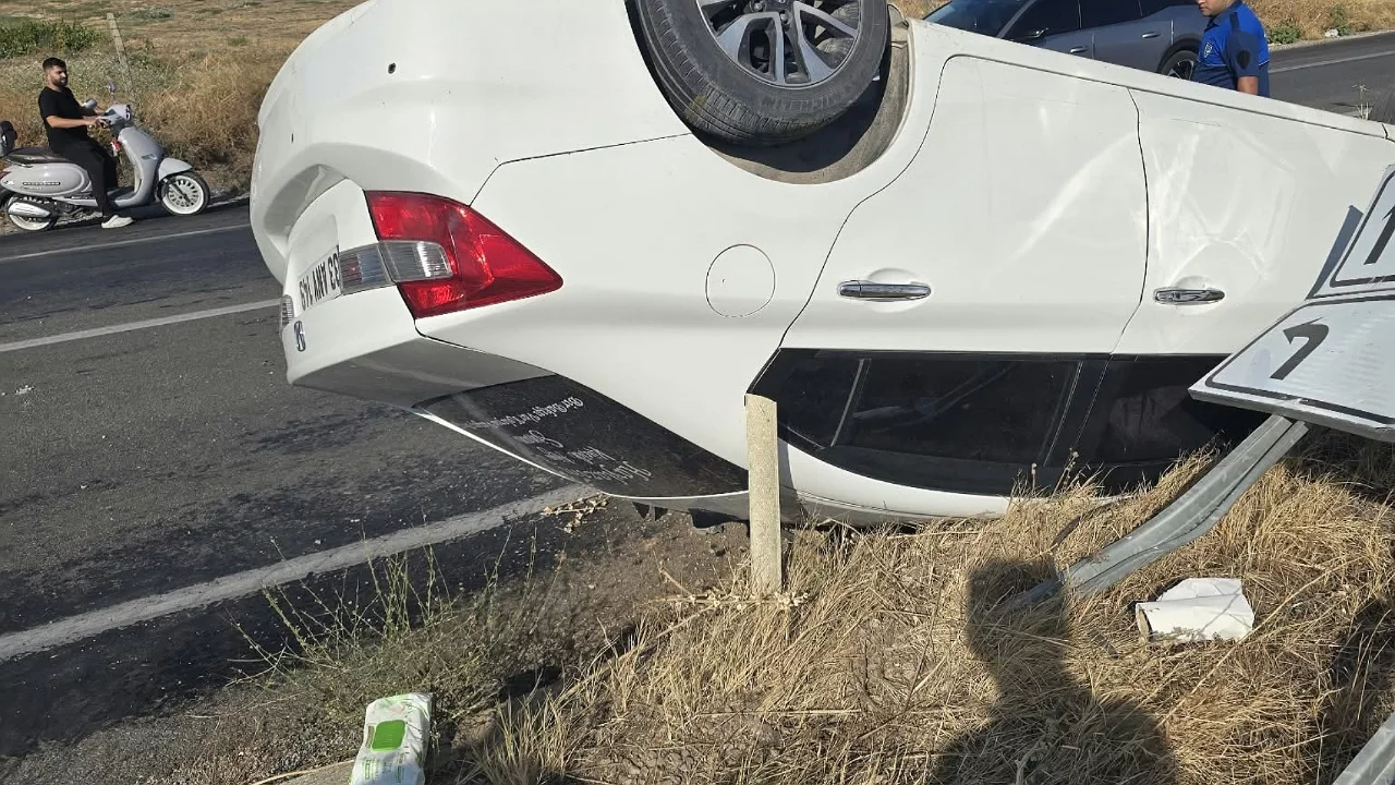 Kontrolden &ccedil;ıkan otomobil takla attı; 1 yaralı