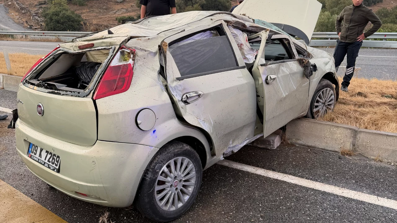 Aydın'da kontrolden çıkan otomobil takla attı: 4 kişi yaralandı