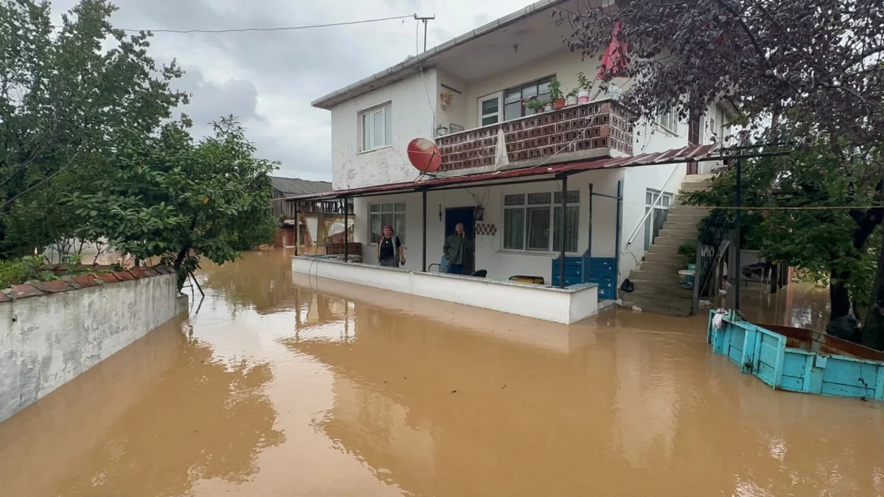 Dere taştı ev ve iş yerlerini su bastı