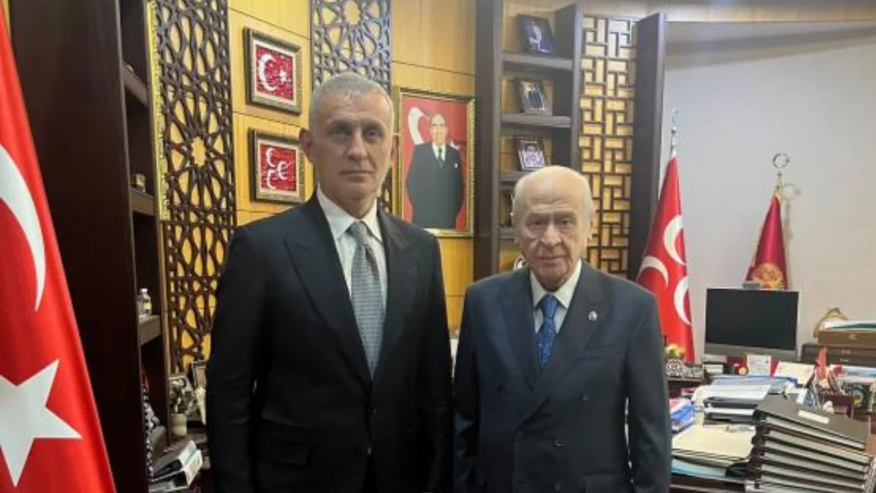 Devlet Bah&ccedil;eli ile TFF Başkanı Hacıosmanoğlu bir araya geldi