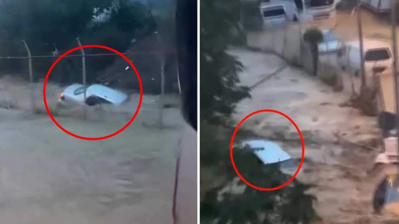 Sel felaketinde y&uuml;rek yakan anlar!