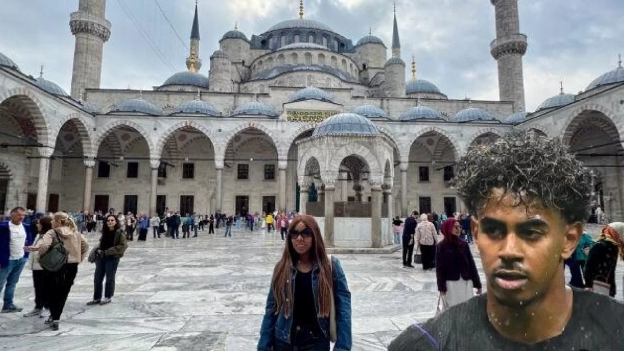 Lamine Yamal'ın annesi Sheila Ebana İstanbul'a hayran kaldı! Emin&ouml;n&uuml;'nde baklava ve &ccedil;ay molası
