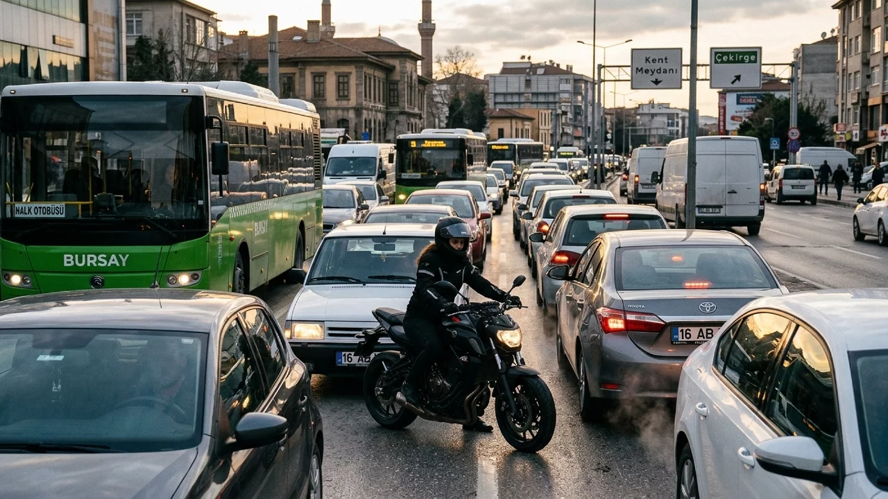 Bursa trafiğinde aralara dalan motorcularla ilgili büyük tartışma! Yasal mı, yasak mı?