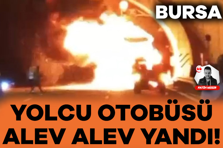 Bursa'da otobanda yolcu otobüsü alev alev yandı! -3