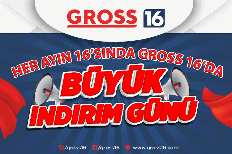 Her ayın 16&#039;sında Bursalılar için GROSS 16&#039;da büyük indirim...