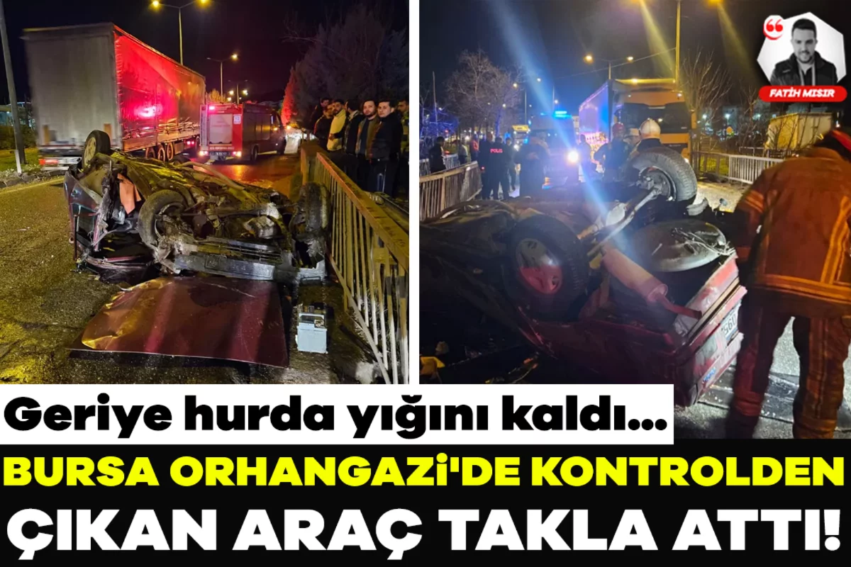 Bursa Orhangazi'de kontrolden çıkan araç takla attı! Geriye hurda yığını kaldı...