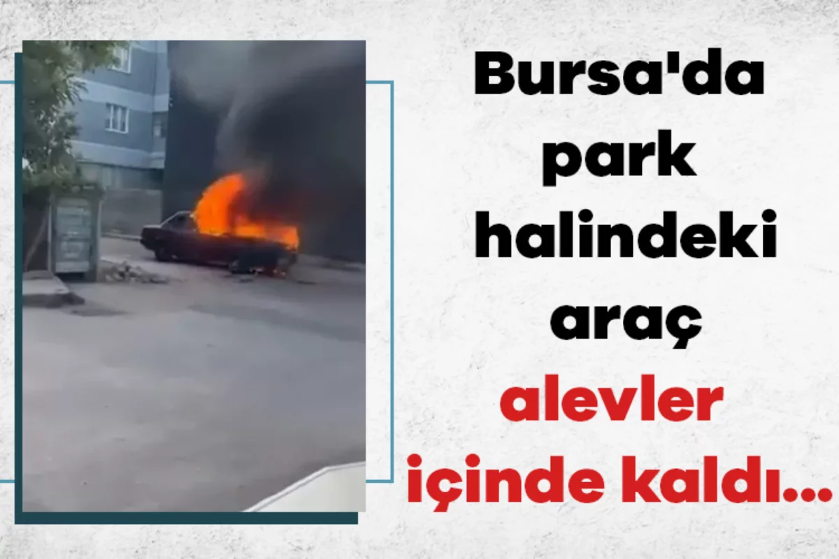 Bursa'da park halindeki araç alevler içinde kaldı...
