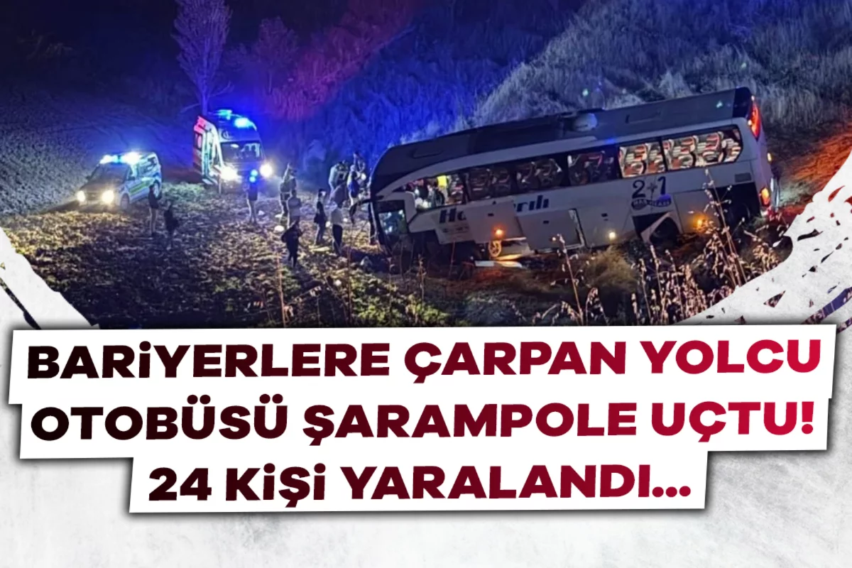 Amasya'da yolcu otobüsü bariyerlere çarpıp şarampole uçtu: 24 yaralı