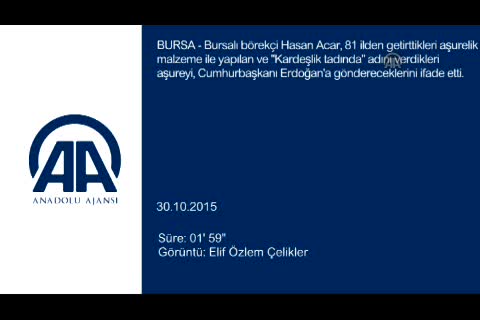 81 ilden getirilen malzeme ile Cumhurbaşkanı'na aşure yaptılar