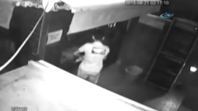 Hırsız güvenlik kamerasına yakalandı