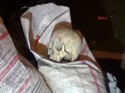 Uşak'ta çöp konteynerinde insana ait kafatası bulundu