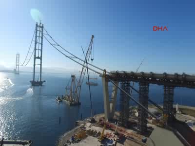 İzmit Körfez Geçiş köprüsünün havadan görüntüleri
