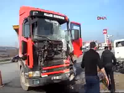 TIR ile kamyonet çarpıştı, 2 büyükbaş hayvan telef oldu