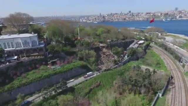 Gülhane Parkı'ndaki göçük havadan görüntülendi