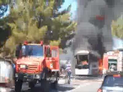 Bodrum Rodos'ta tur otobüsü yandı, 11 Türk yolcu da ölümden döndü