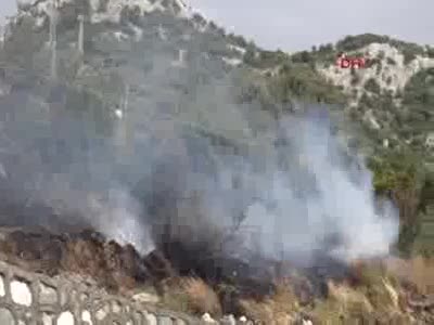 Bodrum'da kopan elektrik telleri, bozuk orman alanını yaktı