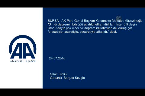 Müezzinoğlu Bursa'da: "Depremin büyüğü atlatıldı"