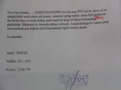 Sıfır otomobil hasarsız ama boyalı çıktı