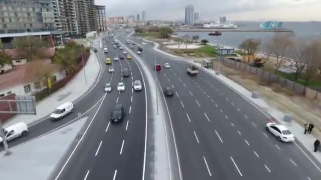 Avrasya Tüneli ve sahil yolu havadan görüntülendi