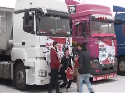 Halep'e 60 TIR'lık yardım