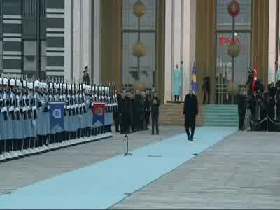 Cumhurbaşkanı Erdoğan, Kosova Cumhurbaşkanı Taçi'yi resmi törenle karşıladı
