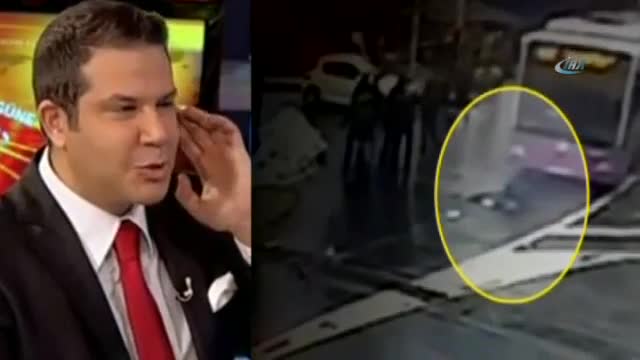 İETT otobüsün ünlü spikere çarpma anı kamerada