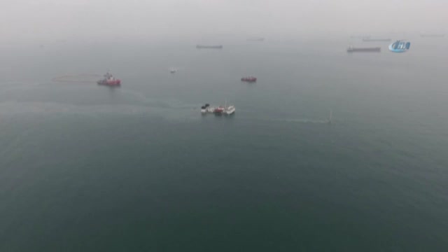 İstanbul'da batan gemi havadan görüntülendi