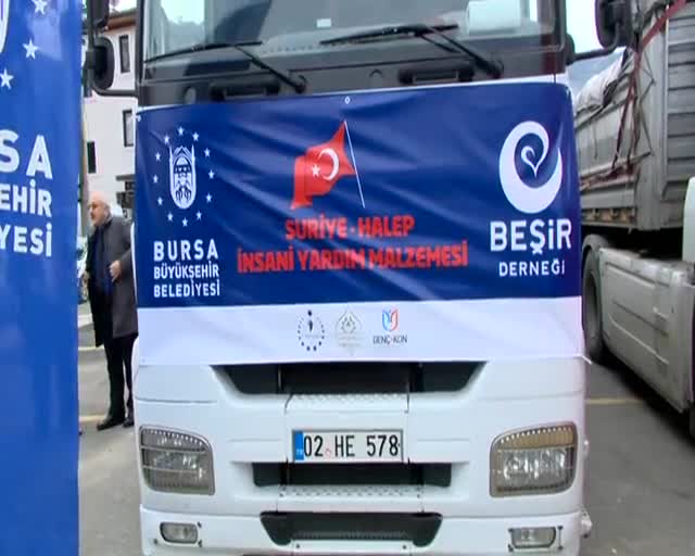 Bursa'dan Halep'e 3 TIR yardım gönderildi