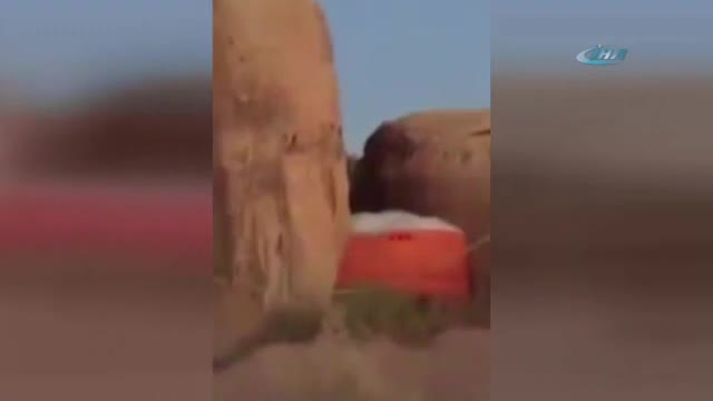 Keçiler atlama yatağı ile böyle kurtarıldı