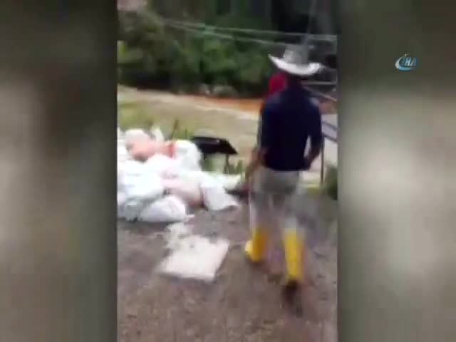 Kontrolden çıkan traktör, nehre düştü