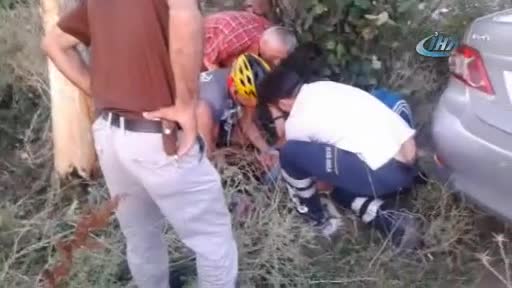 Bursa'da tarlaya uçan otomobilde can pazarı