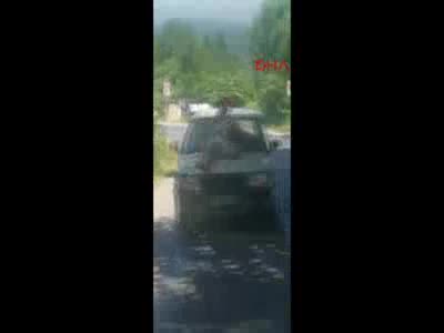 Otomobilin üzerine tehlikeli yolculuk