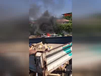 Bursa İznik'te terk edilen otomobil böyle alev aldı!