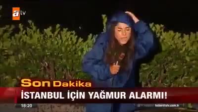 Muhabirin dolu ve yağmur ile imtihanı!
